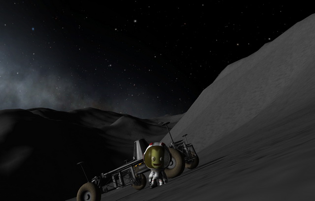 Doodbus and the RC-0 stopped on a munar mountainside